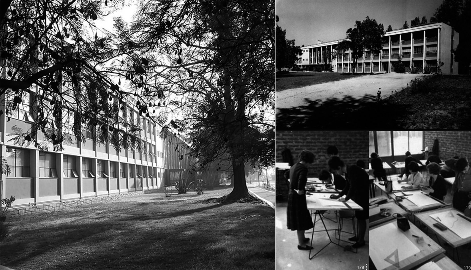 Facultad de Arquitectura (arquitecto profesor Simón Perelman) y Artes Aplicadas (arquitecto profesor Ventura Galván) Universidad de Chile, Campus Cerrillos.